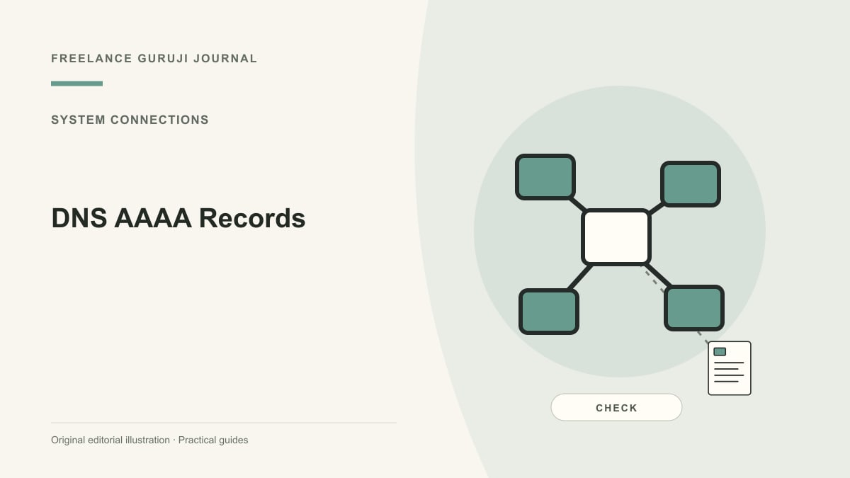 Editorial illustration of connected systems representing DNS AAAA Records.