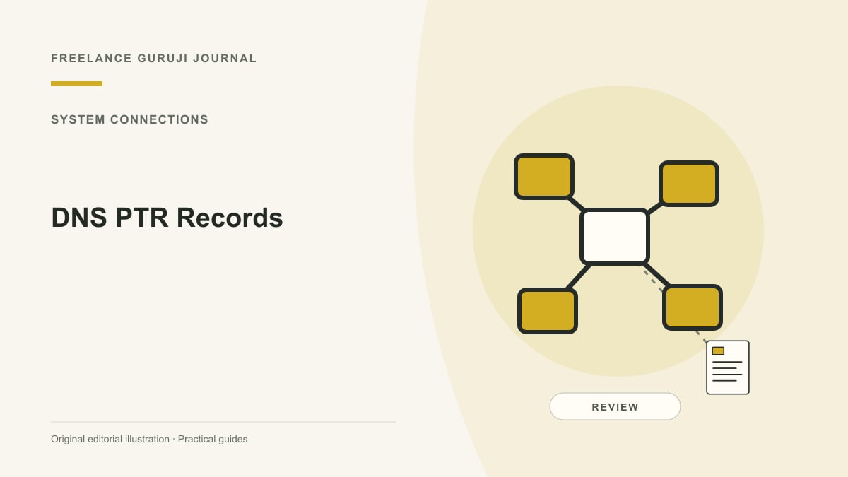 Editorial illustration of connected systems representing DNS PTR Records.