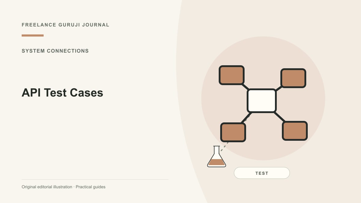 Editorial illustration of connected systems representing API Test Cases.