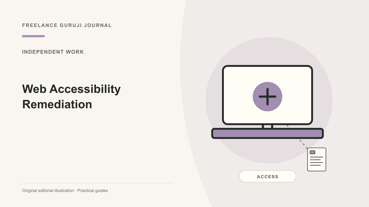 Editorial illustration of a work computer representing Web Accessibility Remediation.