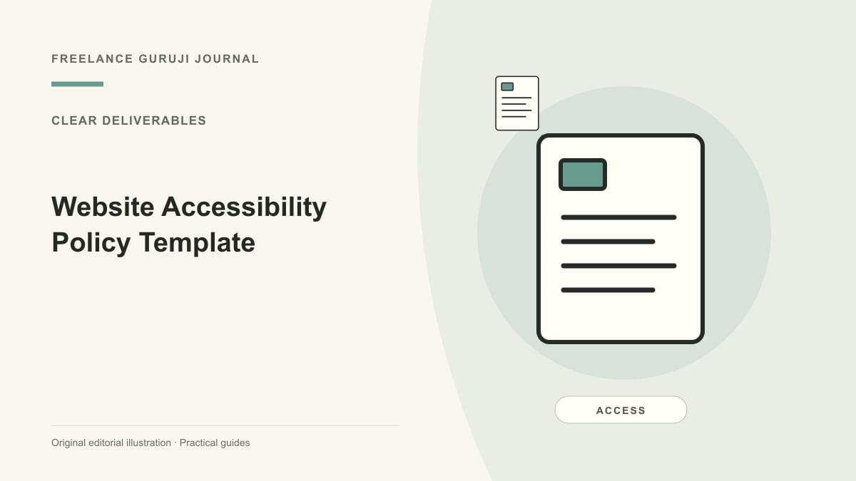 Editorial illustration of a structured document representing Website Accessibility Policy Template.