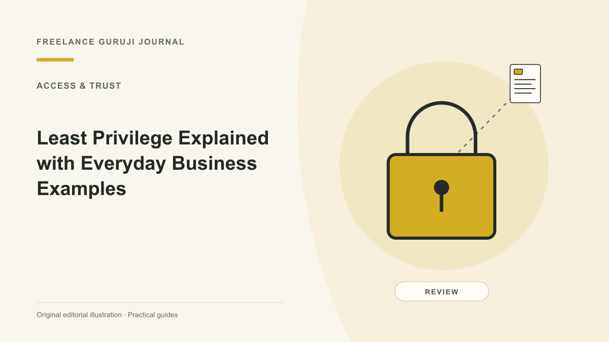Editorial illustration of a closed padlock representing Least Privilege Explained with Everyday Business Examples.