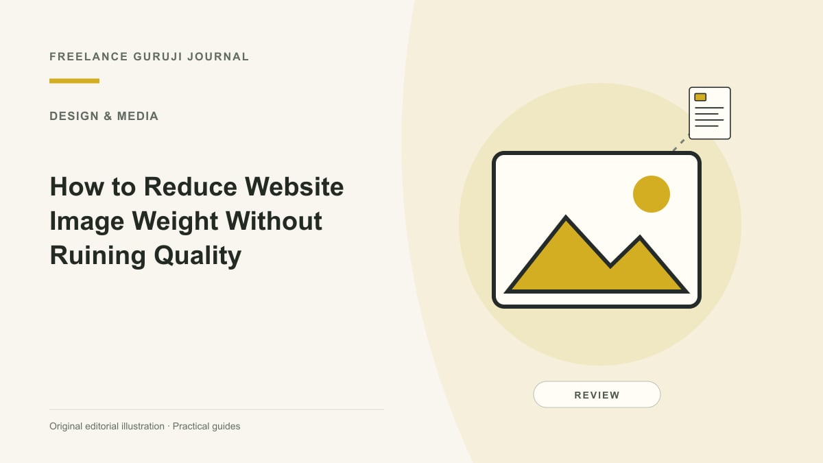 Editorial illustration of an image composition representing How to Reduce Website Image Weight Without Ruining Quality.