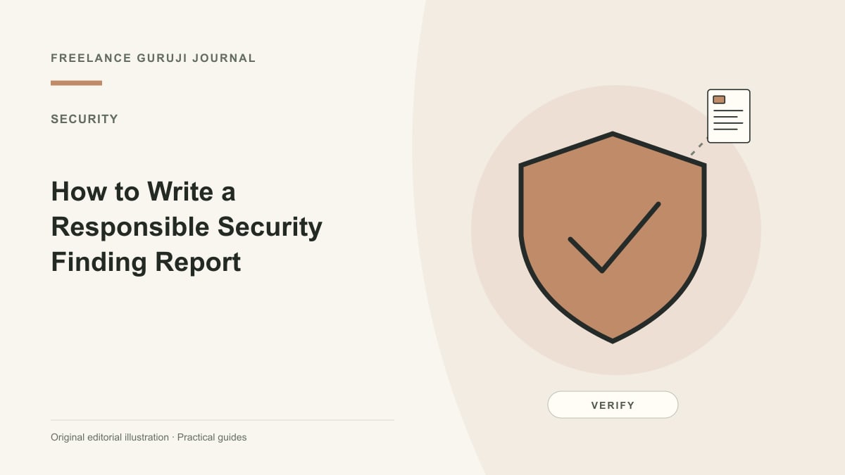Editorial illustration of a protective shield representing How to Write a Responsible Security Finding Report.
