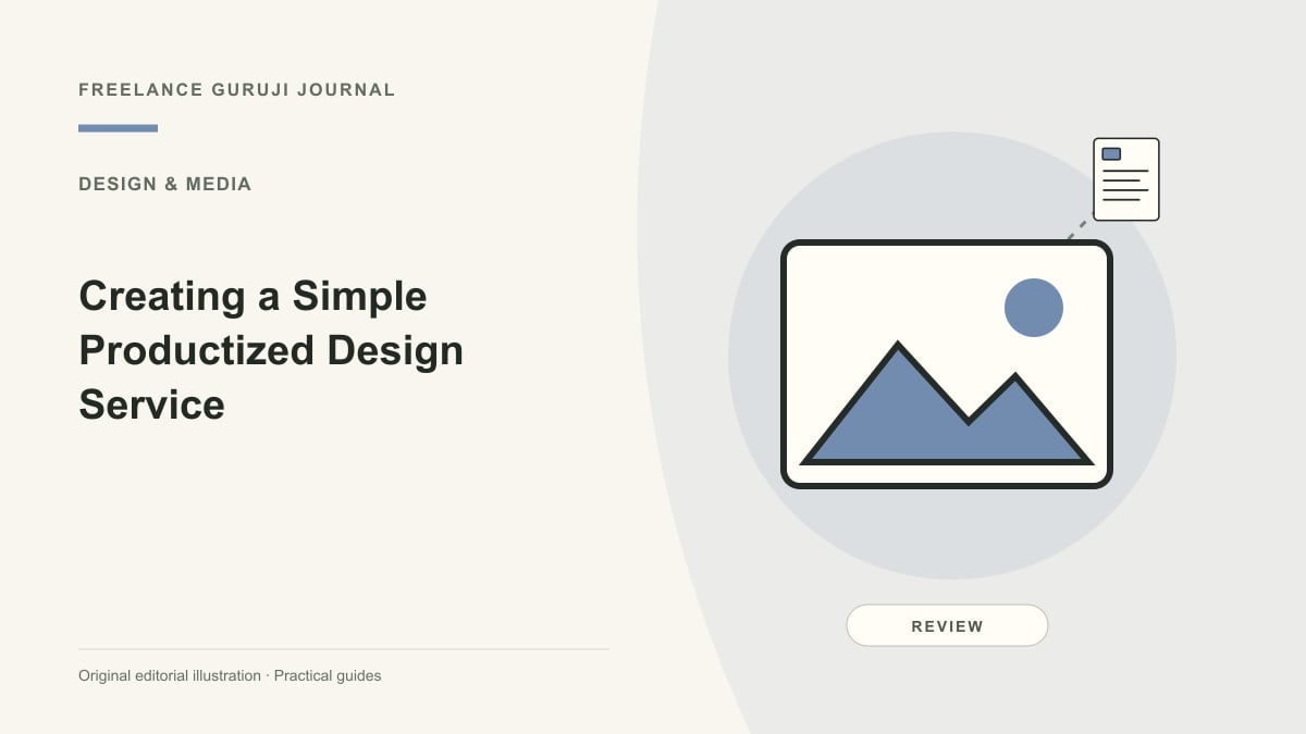 Editorial illustration of an image composition representing Creating a Simple Productized Design Service.