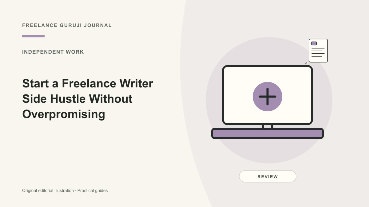 Editorial illustration of a work computer representing Start a Freelance Writer Side Hustle Without Overpromising.