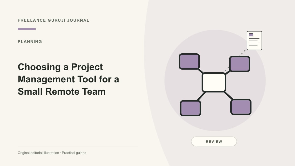 Editorial illustration of connected planning steps representing Choosing a Project Management Tool for a Small Remote Team.