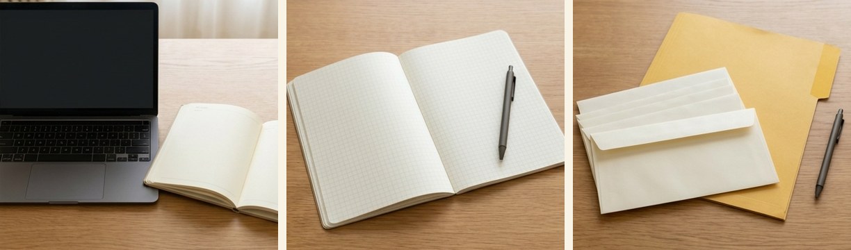 AI-generated editorial illustration: laptop and open cash-planning notebook.