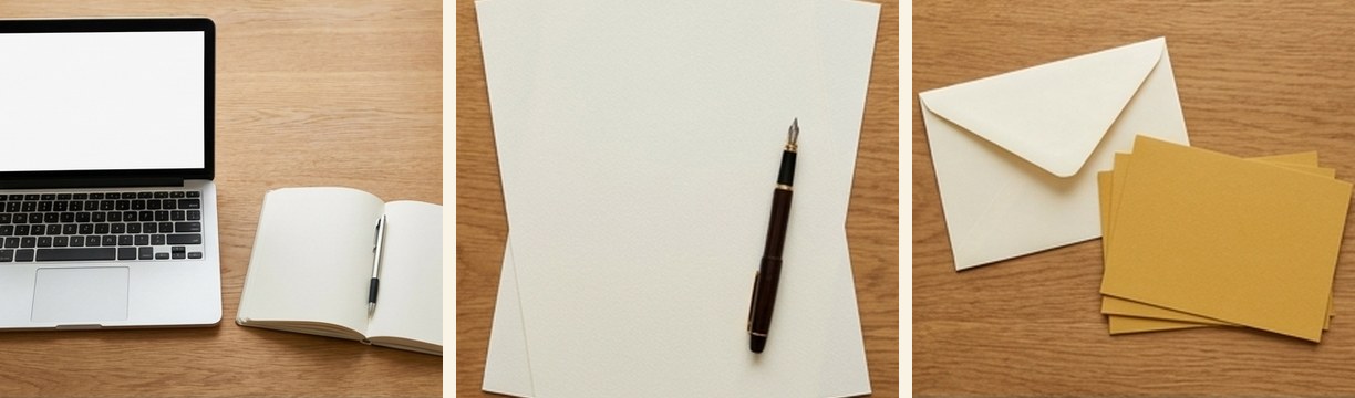 AI-generated editorial illustration: laptop and open subject-planning notebook.