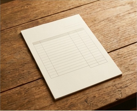 AI-generated editorial illustration of blank ruled invoice-style sheet