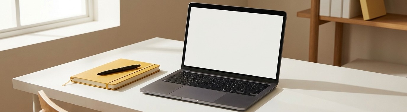 AI editorial illustration of a beginner freelancer workspace