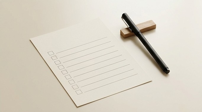 AI editorial illustration of a review checklist