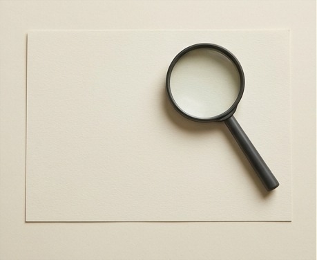 AI illustration of a magnifying glass and research sheet