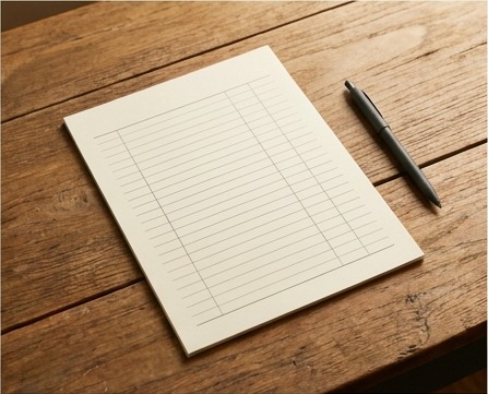 AI-generated editorial illustration of blank reporting worksheet with pen