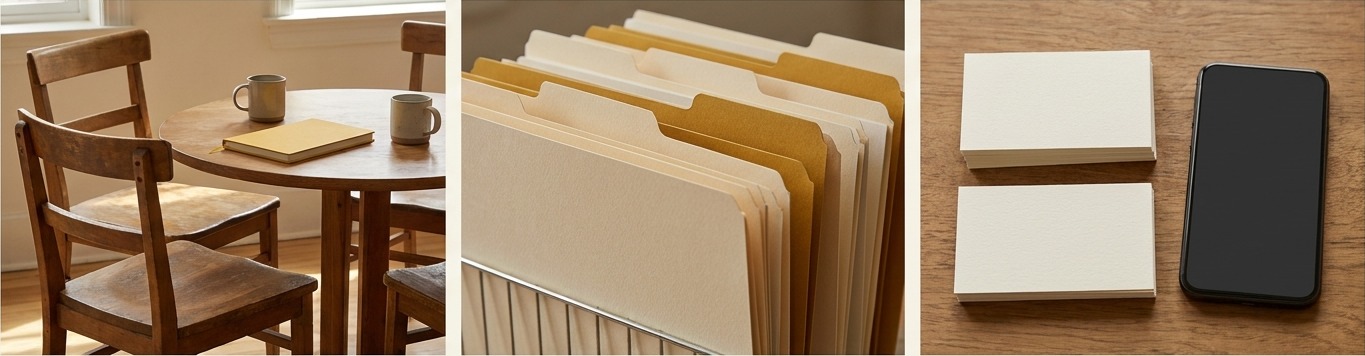 AI-generated editorial triptych for how to choose a crm without overcomplicating your business
