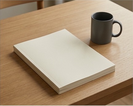 AI editorial photograph of meeting table with proposal papers