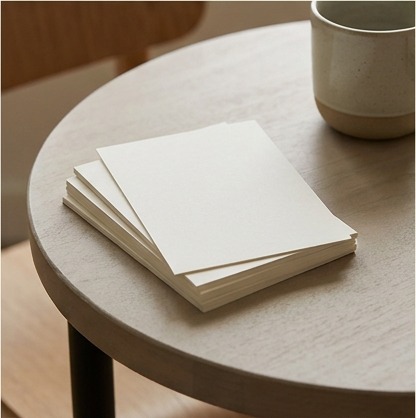 AI editorial photograph of blank process cards on table