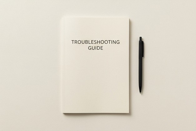 AI editorial illustration of a troubleshooting booklet