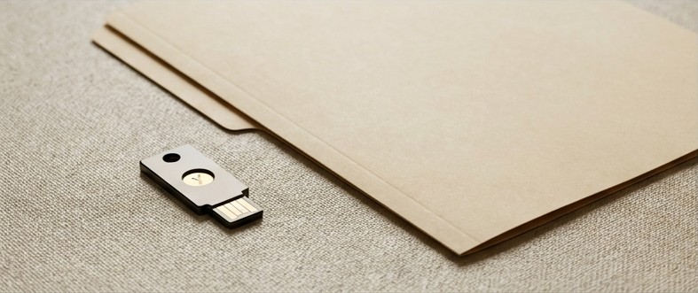 AI editorial illustration of a security key and folder