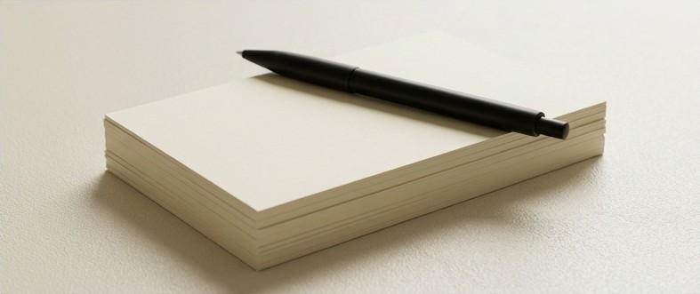 AI editorial illustration of blank review cards