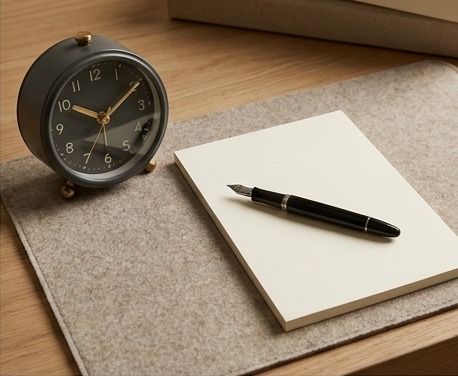AI illustration of a clock beside a maintenance task sheet
