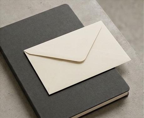 AI illustration of a sealed envelope on a notebook