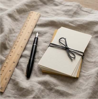 AI illustration of a ruler and blank planning cards