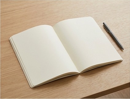AI illustration of a blank editorial notebook