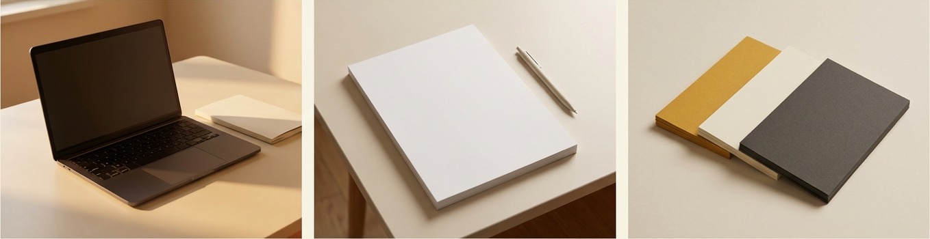 AI-generated editorial triptych for how to write a useful monthly business review