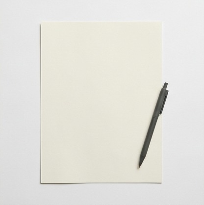 AI editorial photograph of blank permission sheet and pen