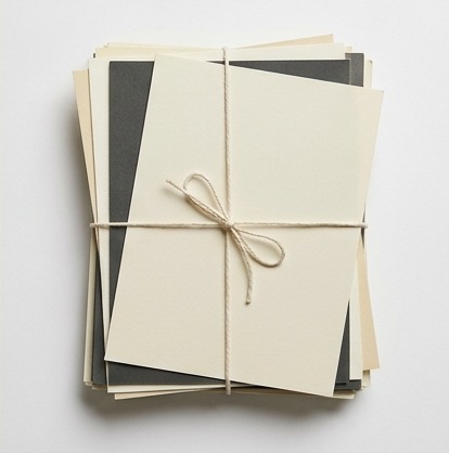 AI editorial photograph of organized photo sample papers