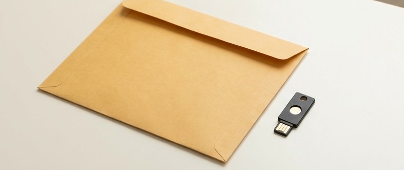 AI editorial illustration of an envelope and security key
