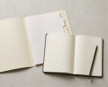 AI editorial photograph of closed support folder and notebook