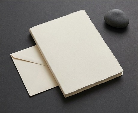 AI editorial photograph of blank recovery notebook and envelope