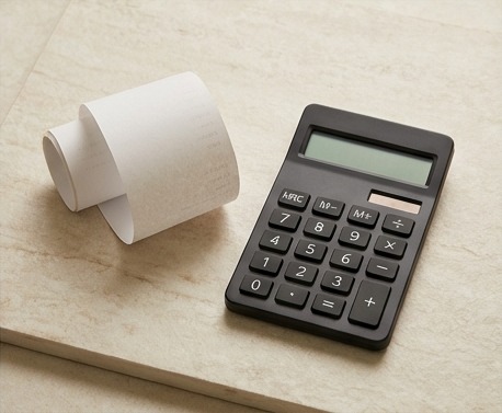 AI illustration of receipt paper and a calculator