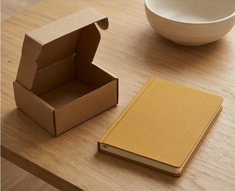 AI illustration of an empty parcel box and launch notebook