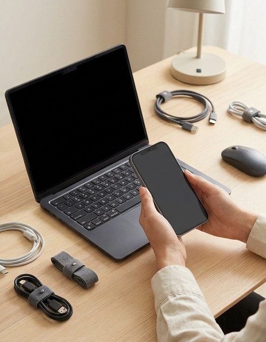 AI-generated editorial illustration of a phone and laptop used for website checks