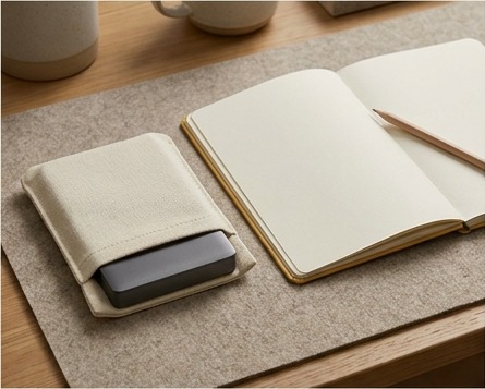 AI illustration of a backup drive and notebook