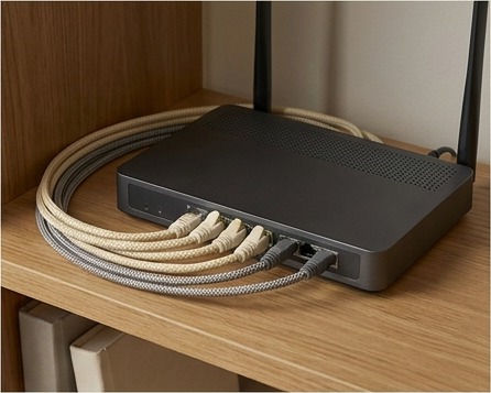 AI illustration of a tidy router and network cables