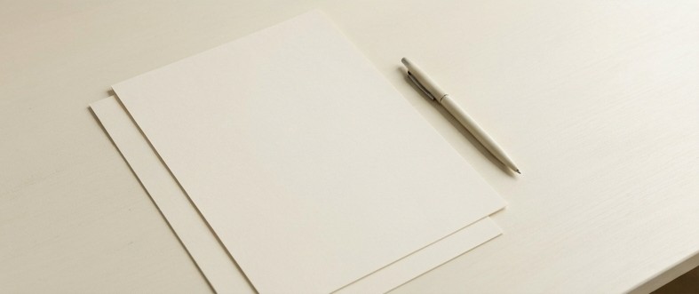 AI editorial illustration of a blank project brief and pen